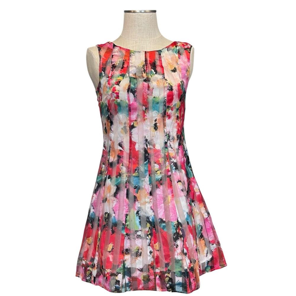 Everly Floral Fit Flare Mini Dress Pleated EUC S